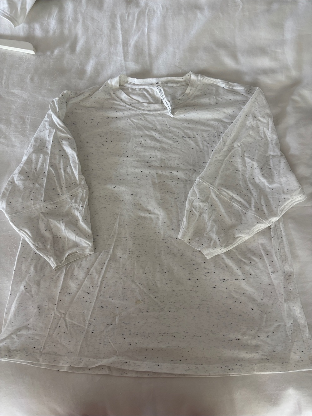 lululemon athletica White black Speckled 3/4 sleeve Tee